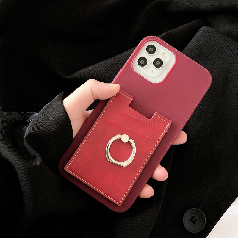 Card case   for iphone 12 12pro 12promax 11 11pro 8 8plus 7p xsmax xr xs x se2020 6s 6plus 5 5s phone case smart cover   silicone soft shell Bracket with ring