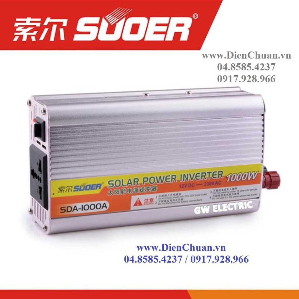 Kích điện 12V lên 220V 1000W Suoer SDA-1000A