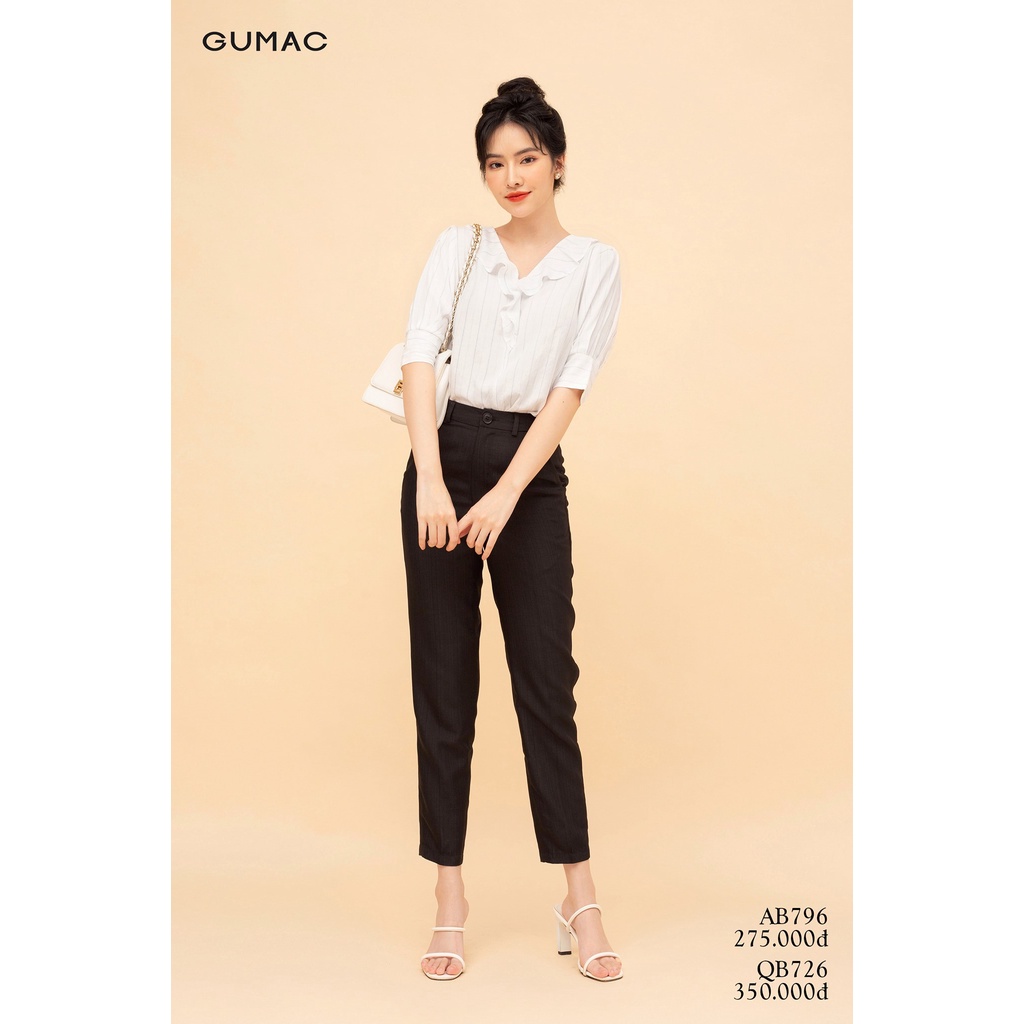 [Mã WABRGM11 giảm 10% đơn 250K] Áo sơ mi nữ GUMAC thiết kế sọc tay lỡ AB796 | BigBuy360 - bigbuy360.vn