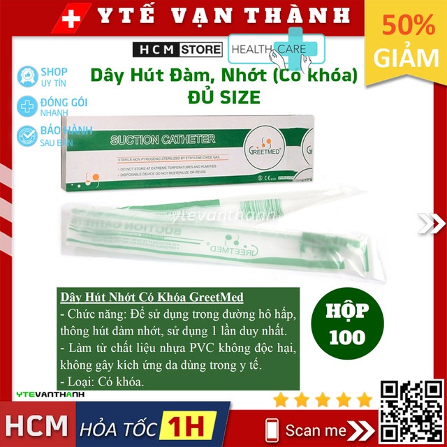 Dây Hút Nhớt Có Khóa GreetMed | Hút Dịch, Đàm (Đờm) -VT0736