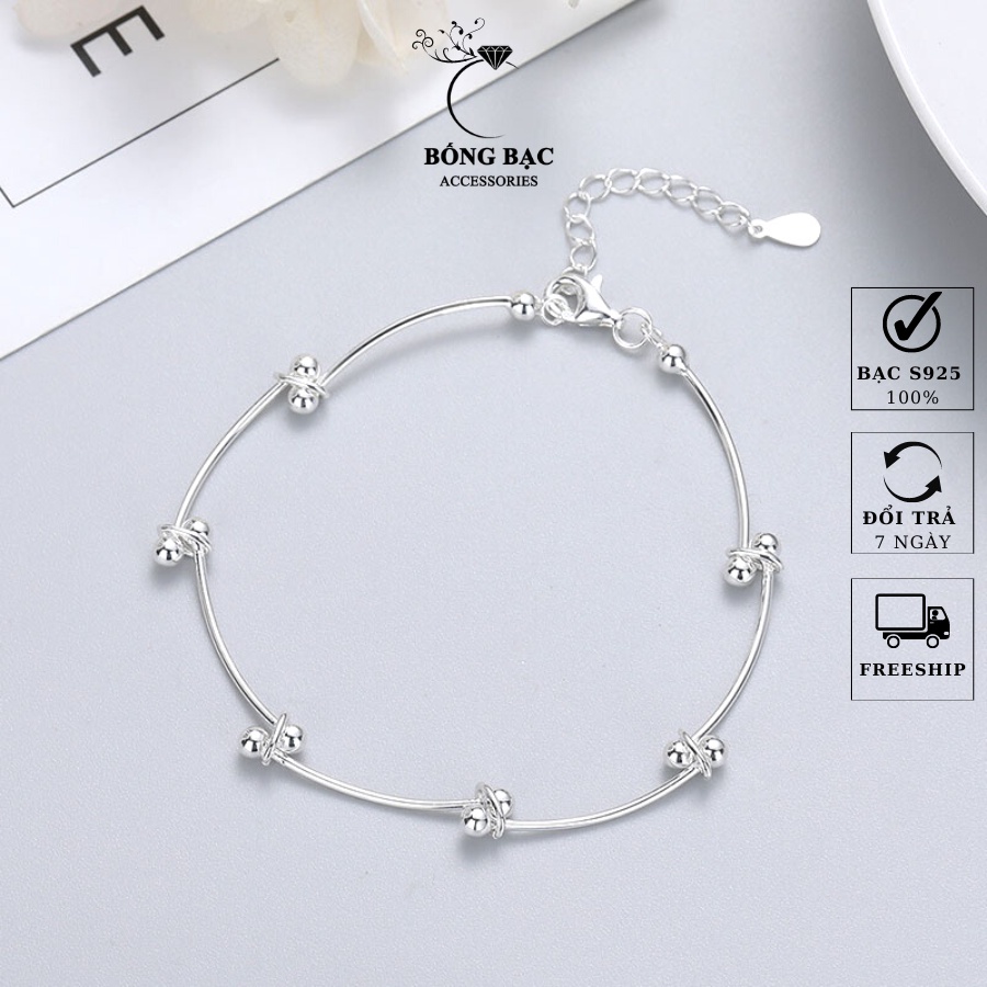 Lắc tay nữ thanh bạc nối cách điệu mẫu trơn chất liệu bạc Ý VT1007