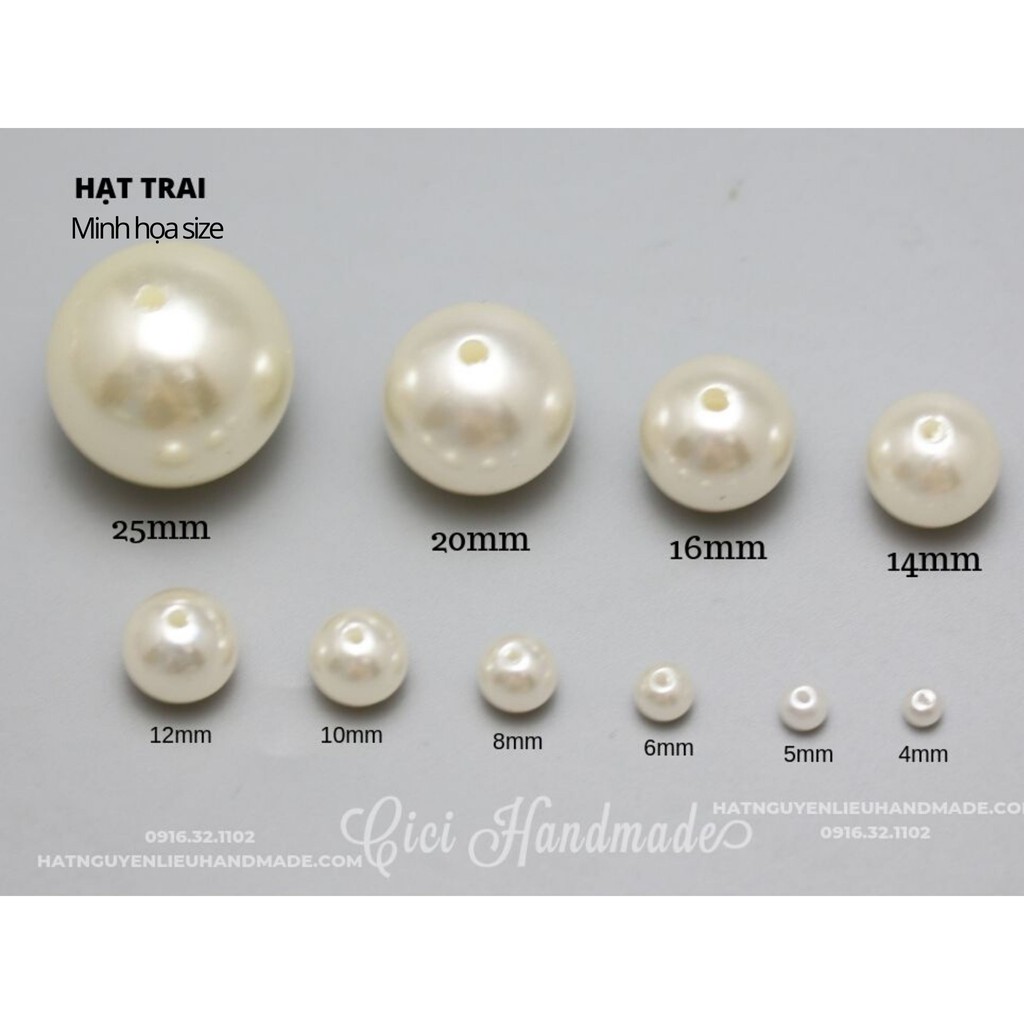Dây hạt trai thủy tinh 12mm link 2/2 loại đẹp nặng tay Cici Handmade chuyên hạt đá hạt cườm trang sức đính kết