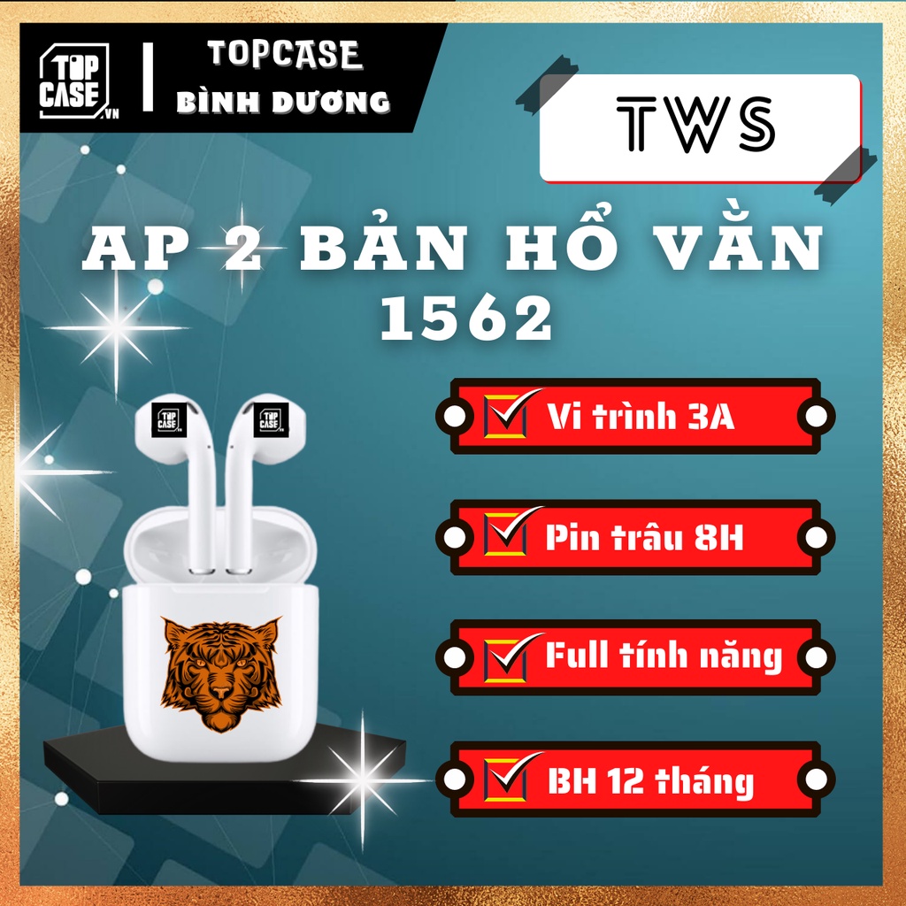 Tai nghe Bluetooth không dây AP 2 Hổ Vằn 1562M (Bản 2022) vi trình 3A, pin trâu 8h, đầy đủ tính năng-TOPCASE BÌNH DƯƠNG