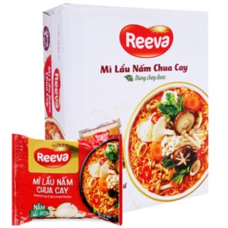 30 gói Mì reeva lẩu nấm chua cay ăn chay đc 85g mẫu mới hàng không tặng thùng màu đỏ hình thứ 2 là hàng shop giao