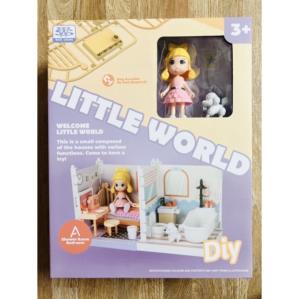 Hộp đồ chơi bé gái Little World ngôi nhà thu nhỏ chủ đề nhà tắm