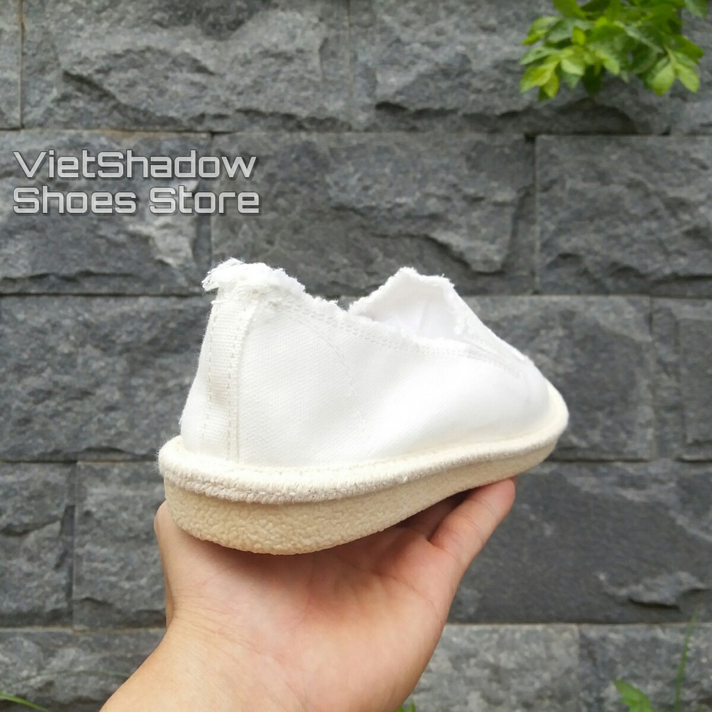 Slip on cói nữ - Giày lười vải nữ cao cấp - Vải thô màu trắng - Mã SP 310