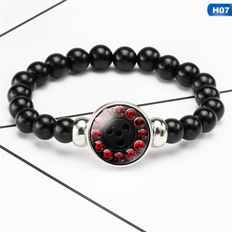 Vòng Tay Đá Mắt Mèo Đen 8mm Phong Cách Hoạt Hình Naruto