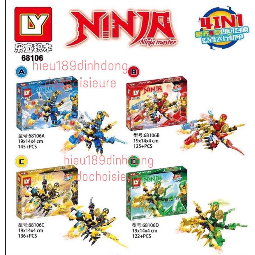 Lắp Ráp Xếp Hình non Lego Ninjago 68106 : Rồng 3 đầu 4in1 540+ mảnh