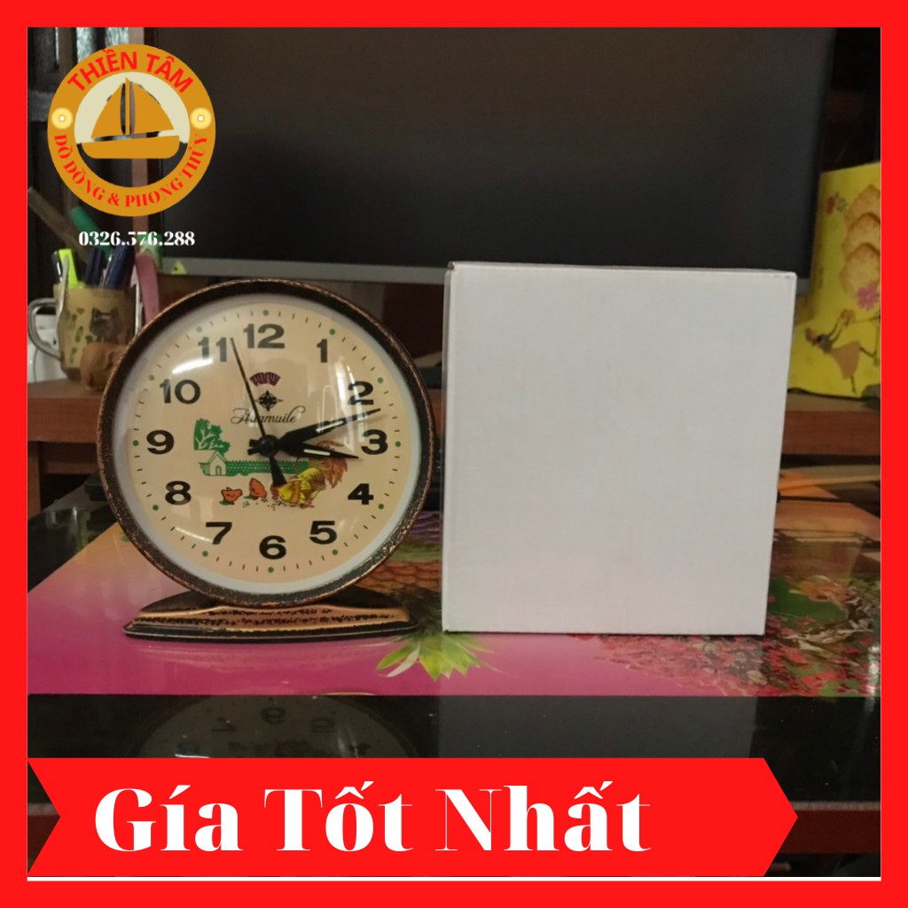 Đồng hồ con gà mổ thóc giả cổ máy đồng [hàng hiếm gà trống mổ thóc]