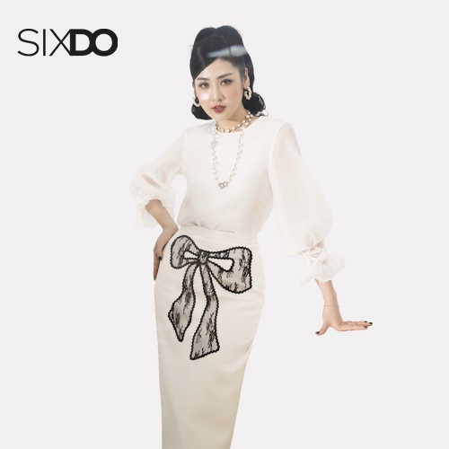 Áo sơ mi nữ trắng cổ tròn SIXDO