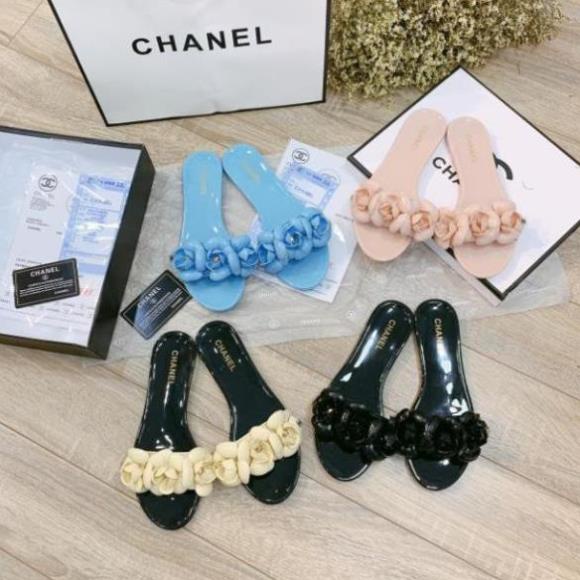 H(ẢNH THẬT) Dép Nữ Nhựa Dẻo Hoa Trà Mềm Êm Fullbox Bill Thẻ Cao Cấp CC