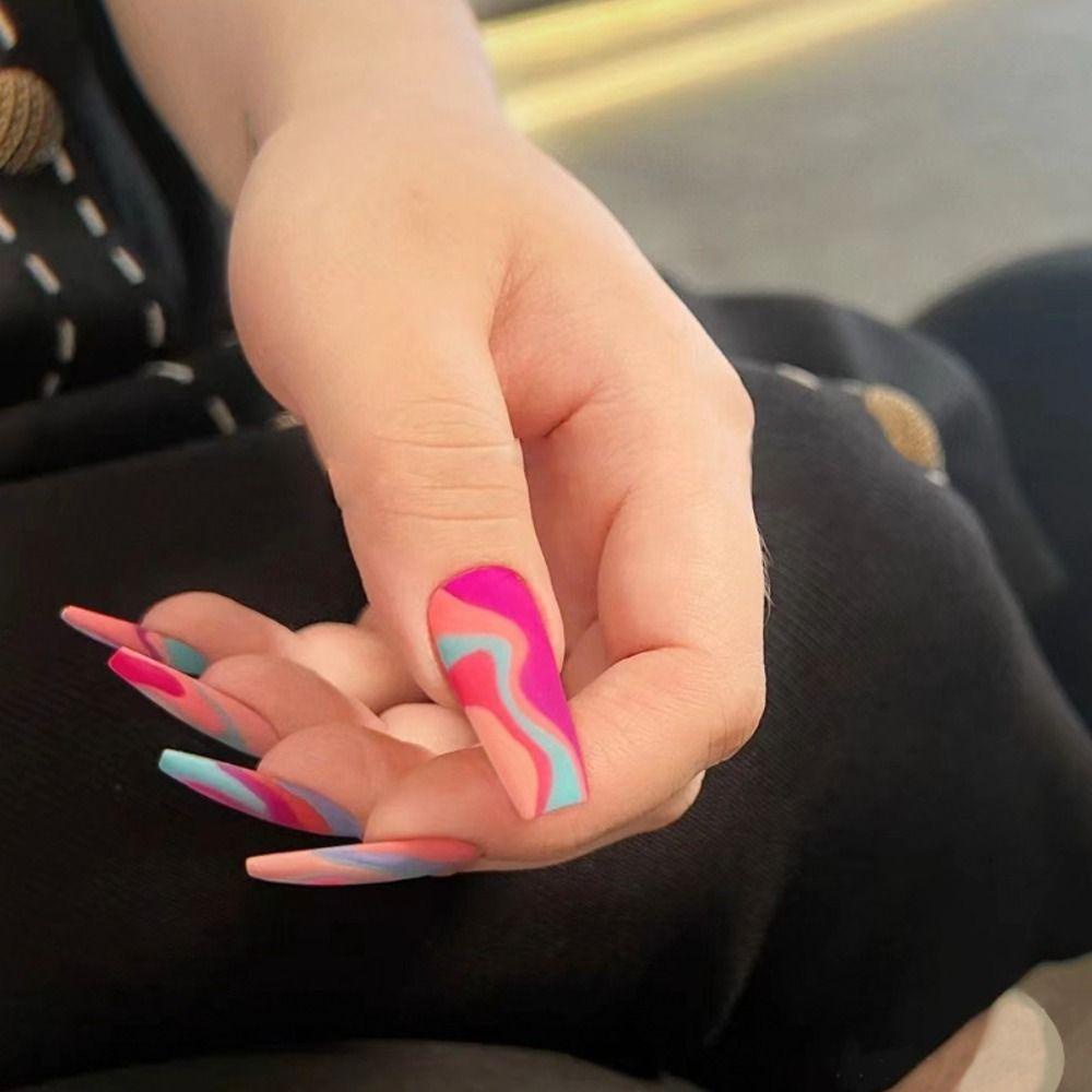 WATTLE Bộ 24 Móng Tay Giả Che Phủ Toàn Diện Phong Cách Halloween