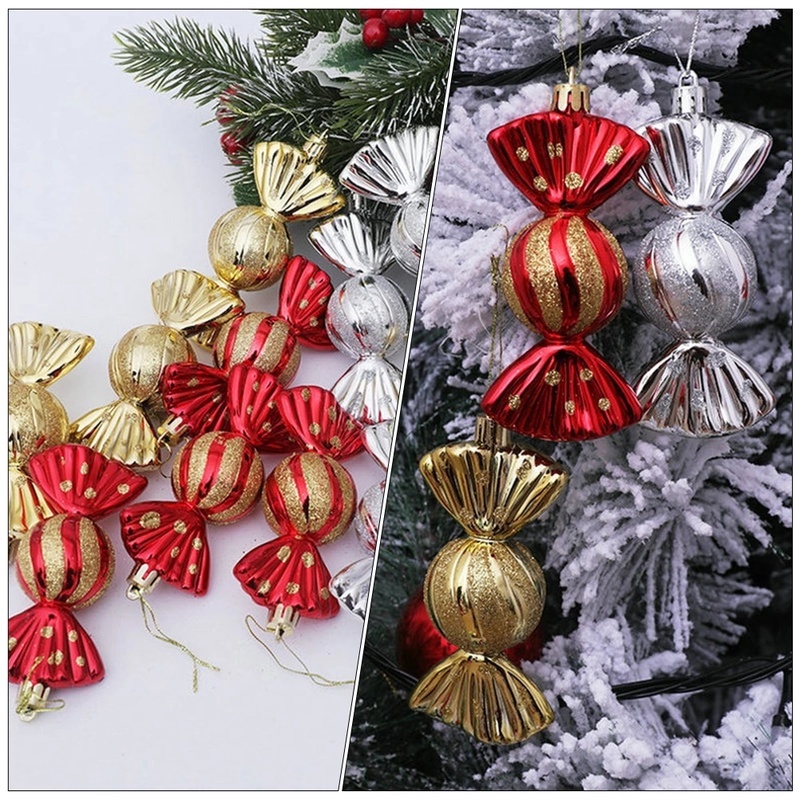 5 Phụ kiện treo trang trí cây thông noel hình viên kẹo tùy chọn màu sắc