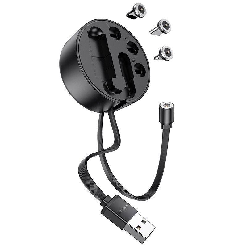 Cáp Sạc Dây Rút 3 in 1 Borofone BU26 Cổng Lightning, Cổng Micro, Cổng Type C
