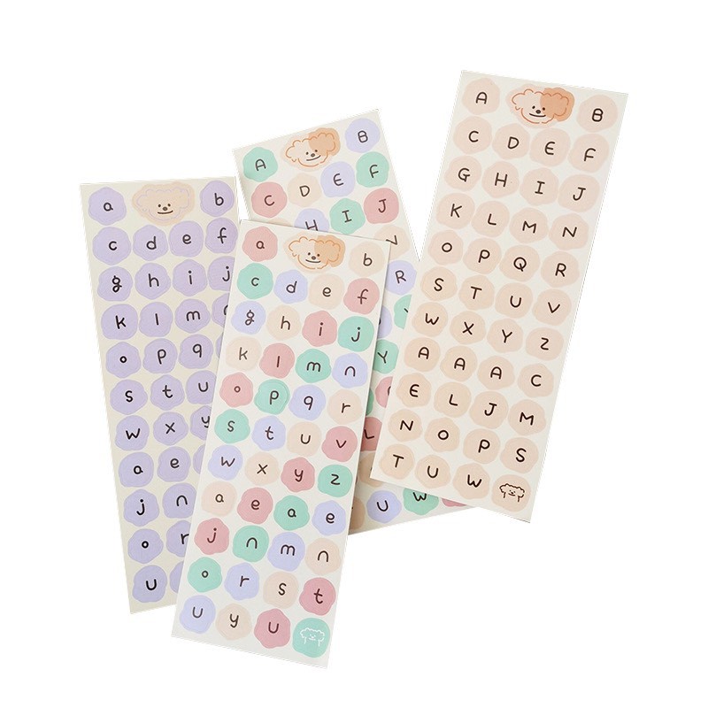 Sticker cute trang trí decor top loader ,Nhãn dán trang trí sổ lưu niệm hình bảng chữ cái màu kẹo xinh xắn ND13
