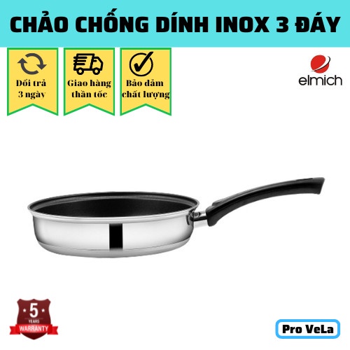 Chảo Chống Dính Bếp Từ 3 Đáy,Chảo Inox Sâu Lòng MaxB EL-3766 Size 20cm Sử Dụng Cho Mọi Loại Bếp