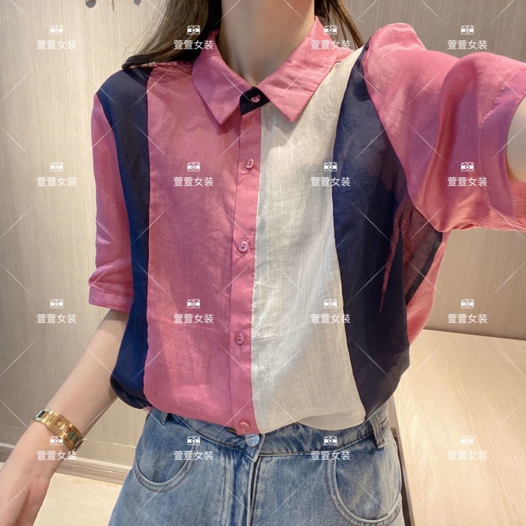 Hàng Có Sẵn Áo Sơ Mi POLO Tay Ngắn Ghép Mảnh Màu Tương Phản Phong Cách Phương Tây Thời Trang Mùa Hè 2022