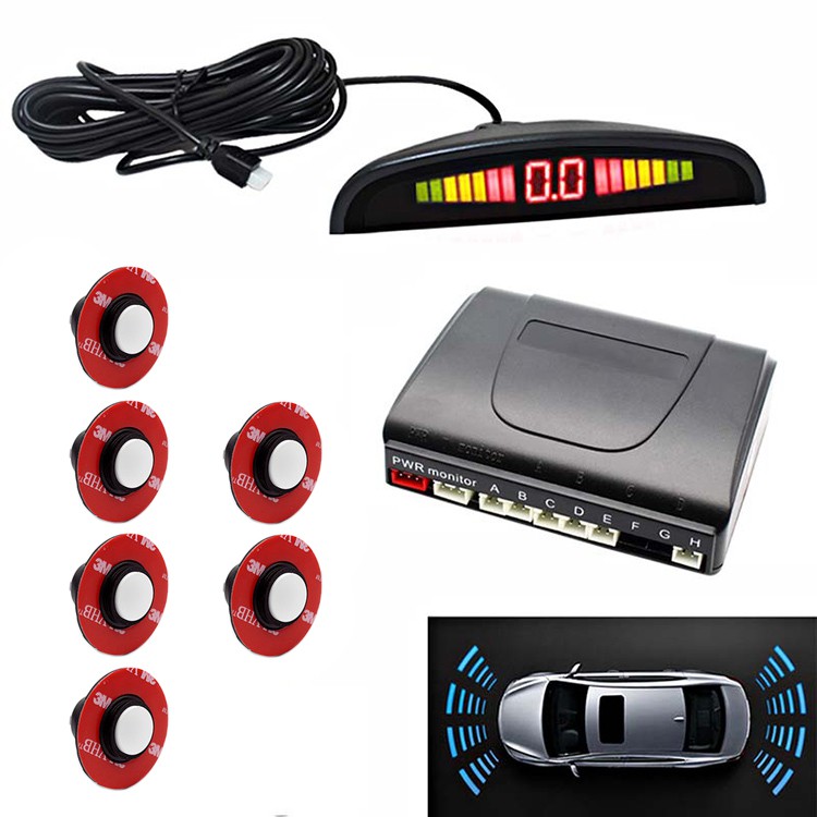 Cảm biến lùi ô tô cao cấp giống cảm biến theo xe - loại 6 mắt 4 mắt sau 2 mắt phía trước