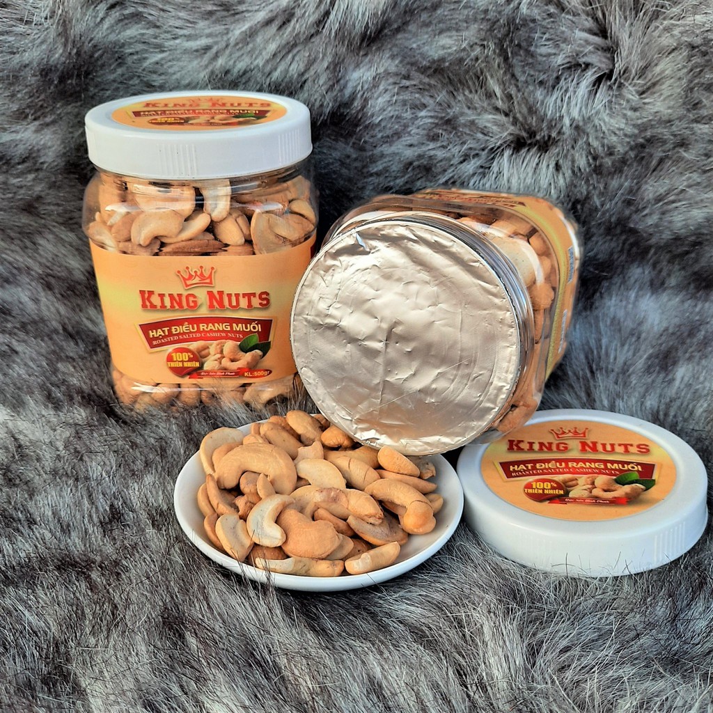 500Gr Hạt Điều Rang Muối Bể Sạch Vỏ Lụa KingNuts Hộp Trắng