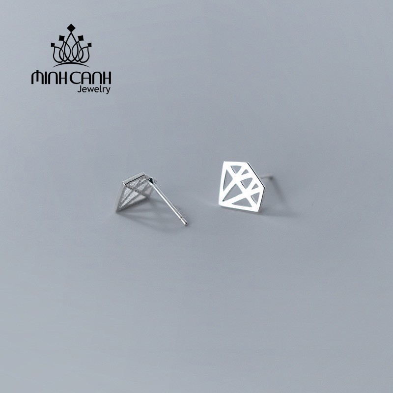 Bông Tai Bạc Hình Kim Cương - Minh Canh Jewelry