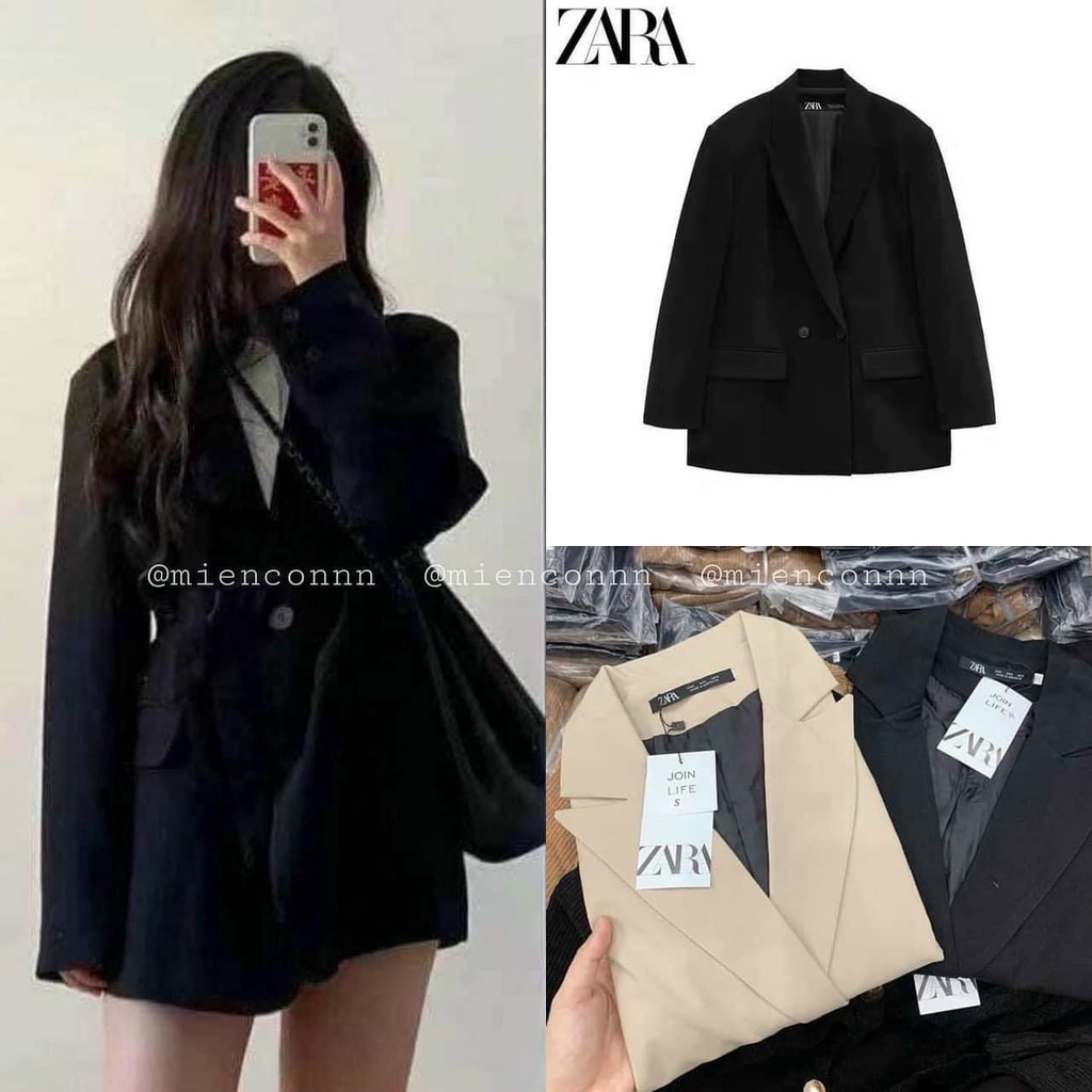 VEST ZARA ÁO KHOÁC BLAZER ZARA XUẤT DƯ NEW ITEM 2022 HÀNG 2 LỚP CÓ ĐỆM VAI 3 MÀU ĐEN - RÊU - BE HOT HIT
