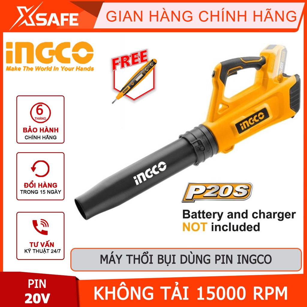 Máy thổi bụi dùng pin INGCO CABLI2002 Máy thổi cầm tay điện thế pin 20V, tốc độ không tải 15000rpm, không kèm pin sạc