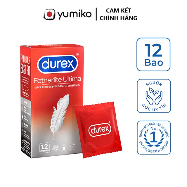 [CHÍNH HÃNG] Bao cao su DUREX Fetherlite Ultima Siêu Mỏng Hộp 12c