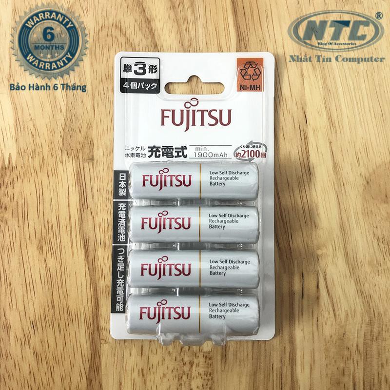 Vỉ 4 viên pin sạc AA Fujitsu 1900mAh made in JAPAN - nội địa Nhật Bản (trắng)