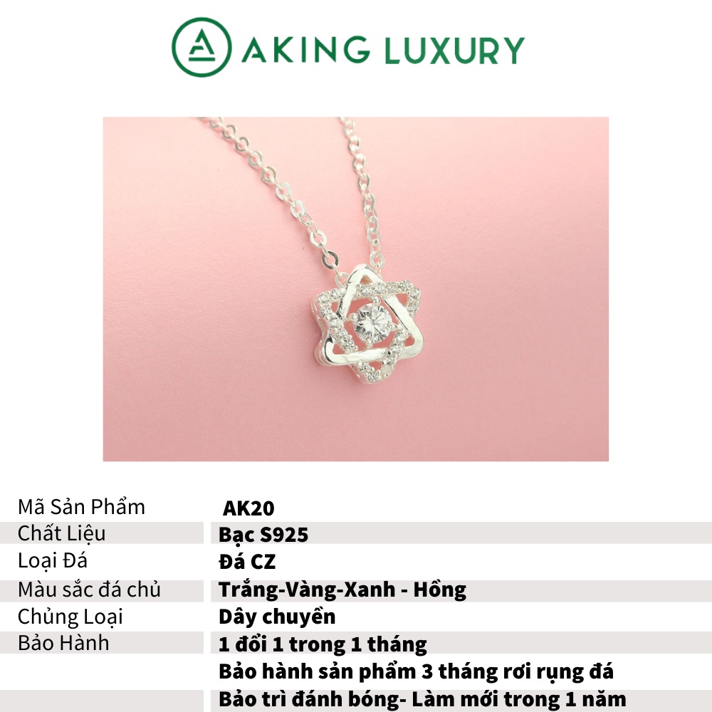 Dây chuyền nữ bạc AKING LUXURY AK20 - Vòng cổ bạc nữ đẹp đính đá họa tiết hình ngôi sao. Bộ sưu tập 2021