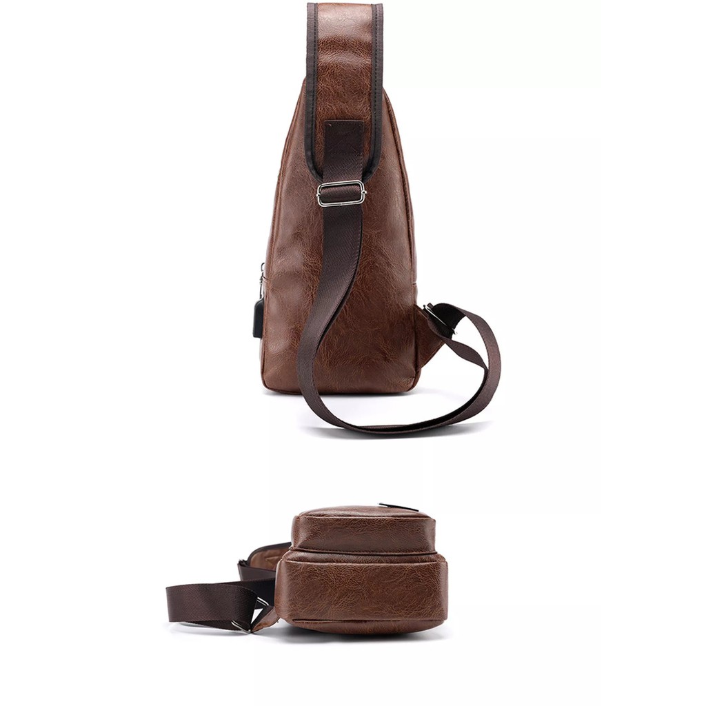 Túi đeo chéo nam da cao cấp có cổng sạc USB và lỗ tai nghe thời trang Hàn Quốc-TẶNG CÁP SẠC USB | BigBuy360 - bigbuy360.vn