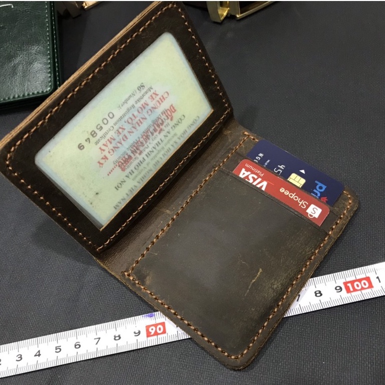 Ví nam da bò sáp ngựa điên Handmade, bóp nam da bò thật 100% khâu tay thủ công BH 1 năm - Bụi Store