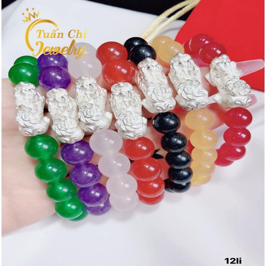 Lắc Tay Bạc BIG SALE Vòng Tay Đá Phong Thủy Đủ Màu Theo Mệnh Kết Hợp Tỳ Hưu Tài Lộc, May Mắn