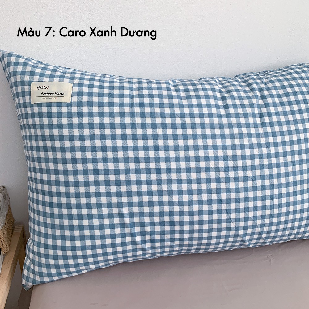 Vỏ gối nằm Cotton TC REE Bedding VN78 kích thước 50x70cm họa tiết caro Hàn Quốc