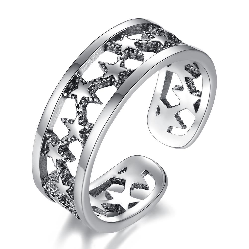 Nhẫn Đôi Màu Đen Bạc Thái Cổ Điển Tùy Chỉnh Thời Trang Thái Lan Dành Cho Nữ Cincin-S1