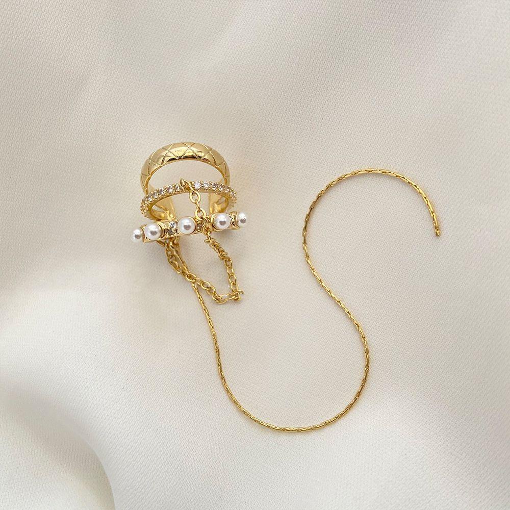 Bông Tai Thời Trang Kiểu Kẹp Dài Nhiều Lớp Cho Nữ VANES1