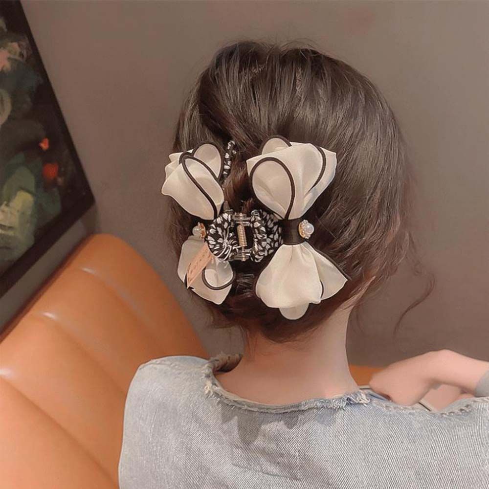 Kẹp tóc nơ lớn hình hoa nhiều màu sắc phong cách Hàn Quốc cho nữ