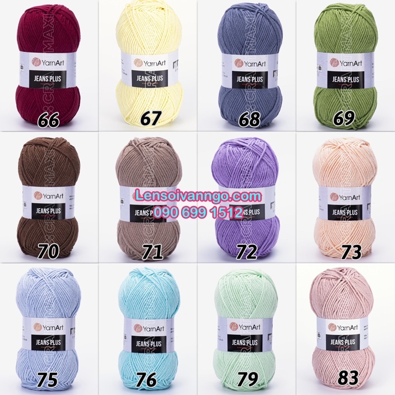 Combo 10 cuộn Len JEANS PLUS Thổ Nhĩ Kỳ