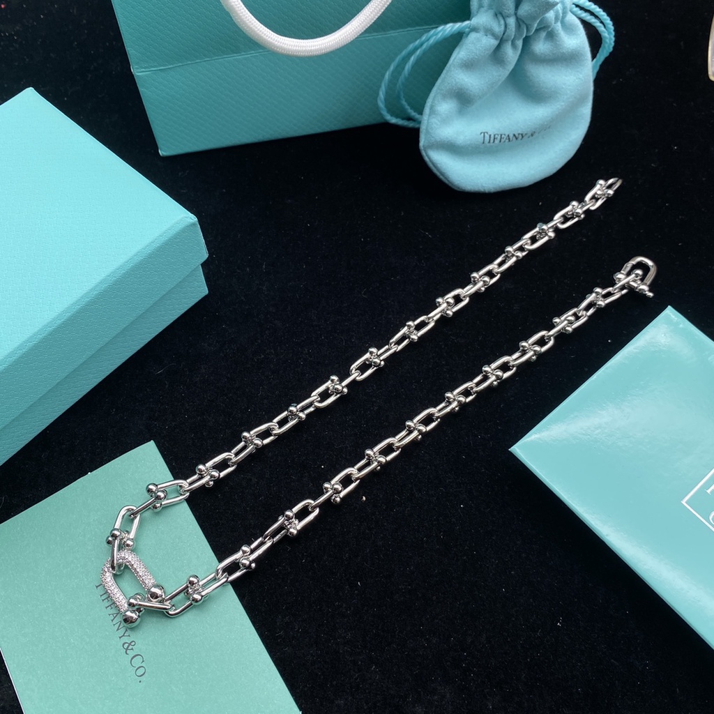 Bộ Trang Sức Mạ Bạc 925 Hình Chữ U Đính Kim Cương Nhân Tạo Dành Cho Cặp Đôi