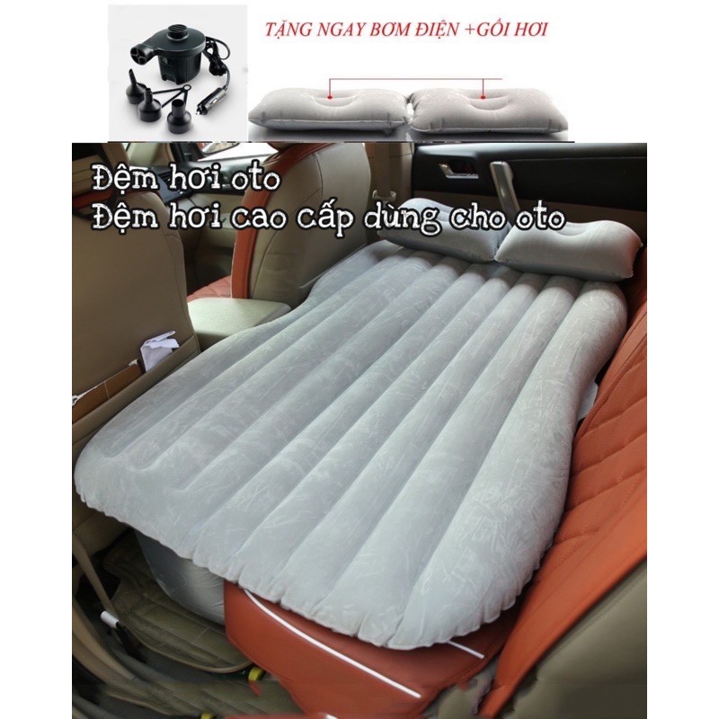Đệm hơi cao cấp Đệm hơi ô tô hàng dày loại 1 Giường hơi ô tô cao cấp- Tặng Kèm Bơm, miếng vá dự phòng và HAI Gối