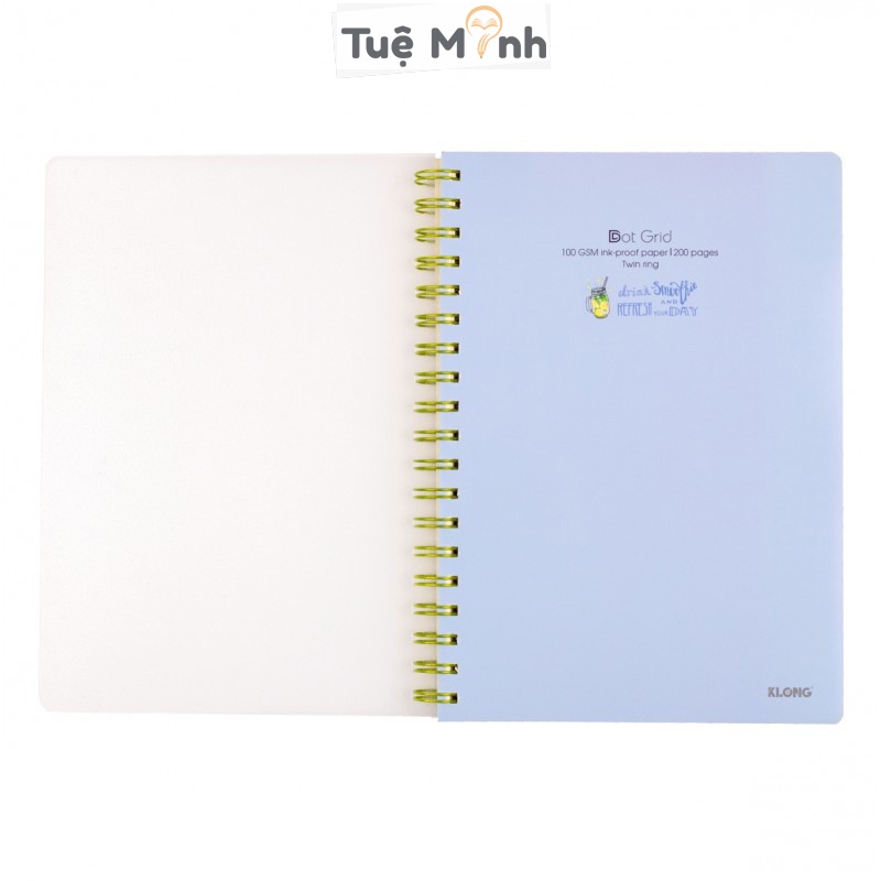 Vở B5 Klong 200 trang VPPTUEMINH dot grid lò xo kép bìa nhựa, cuốn tập sổ Klong ruột chấm MS 579