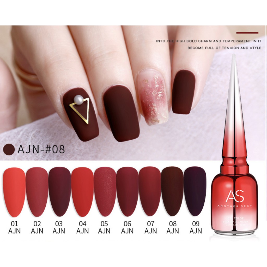 Sơn gel AS sơn móng tay gel sơn nail dùng máy hơ gel tone đỏ tươi đỏ cherry đỏ đô NAIL SUZY mã AJN 15ml