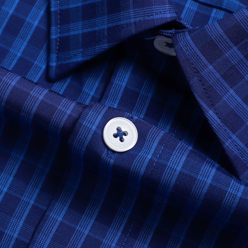 [MẪU MỚI] Áo sơ mi nam dài tay ARISTINO họa tiết kẻ xanh than nam tính, lịch sự, cotton thoáng khí - ALS24001