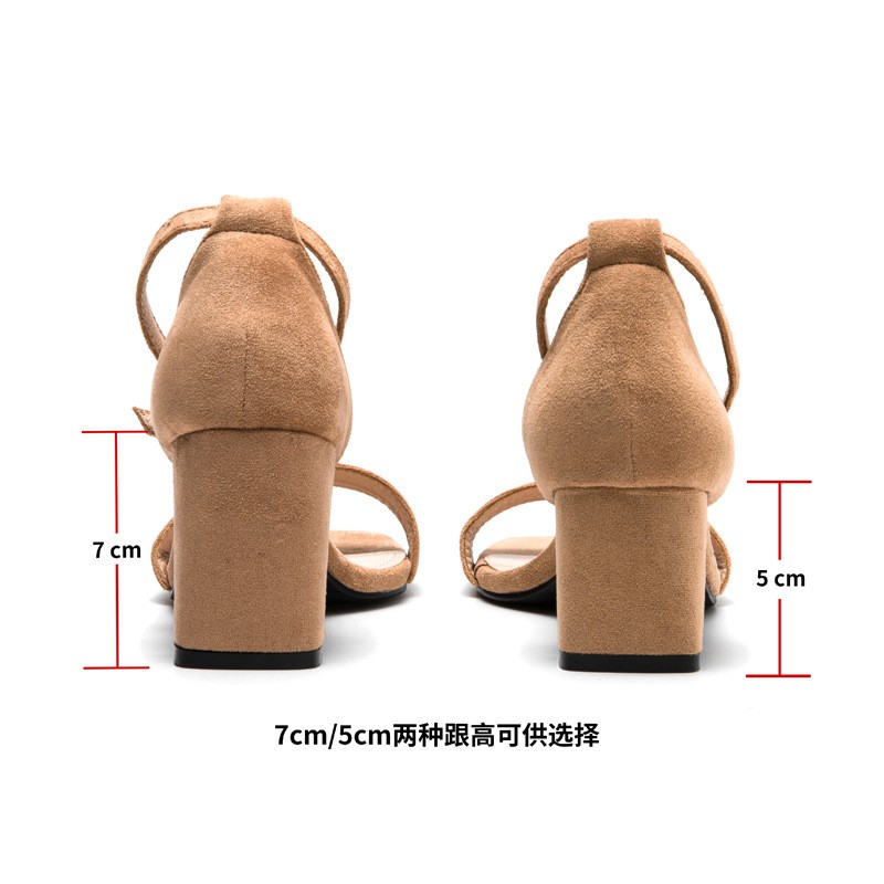 Giày Cao Gót Da Lộn Hở Ngón Mũi Vuông Thời Trang Hàn Quốc 2020