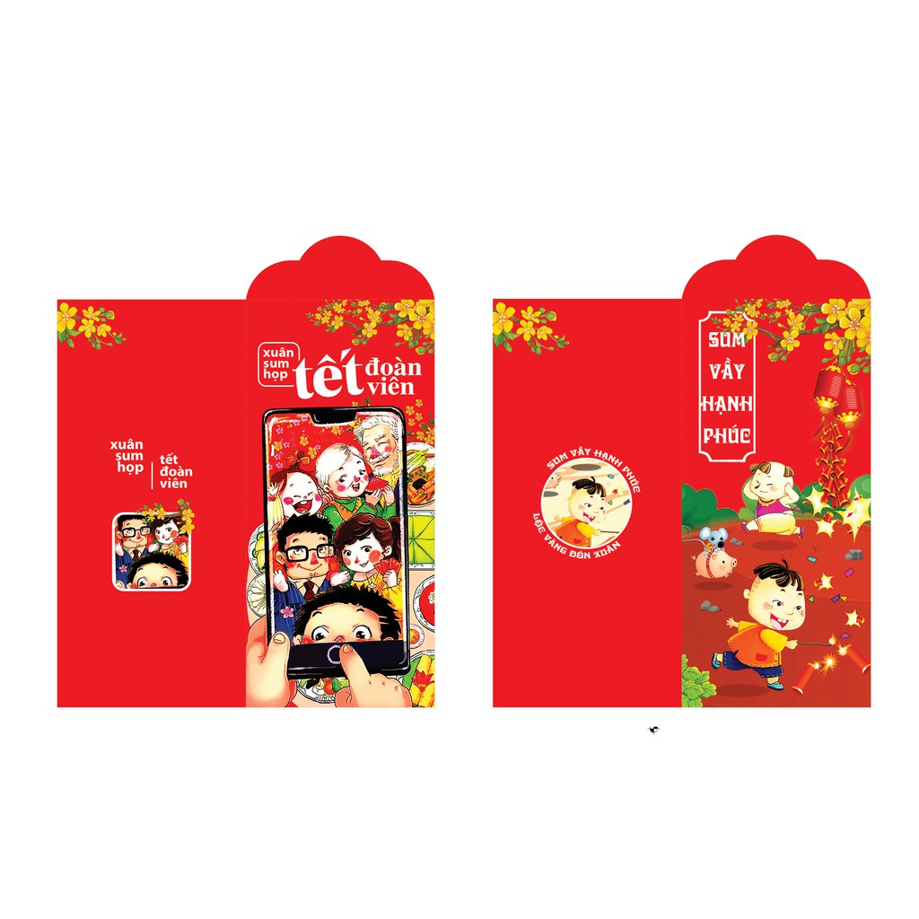 Bộ 100 Lì Xì Tết Đoàn Viên 5 Mẫu