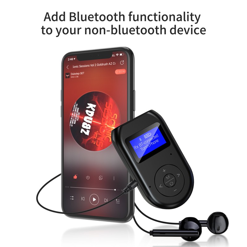 Bộ Chuyển Đổi Âm Thanh Tai Nghe Không Dây Bluetooth 2 Trong 1 Có Màn Hình Lcd 3.5mm Aux