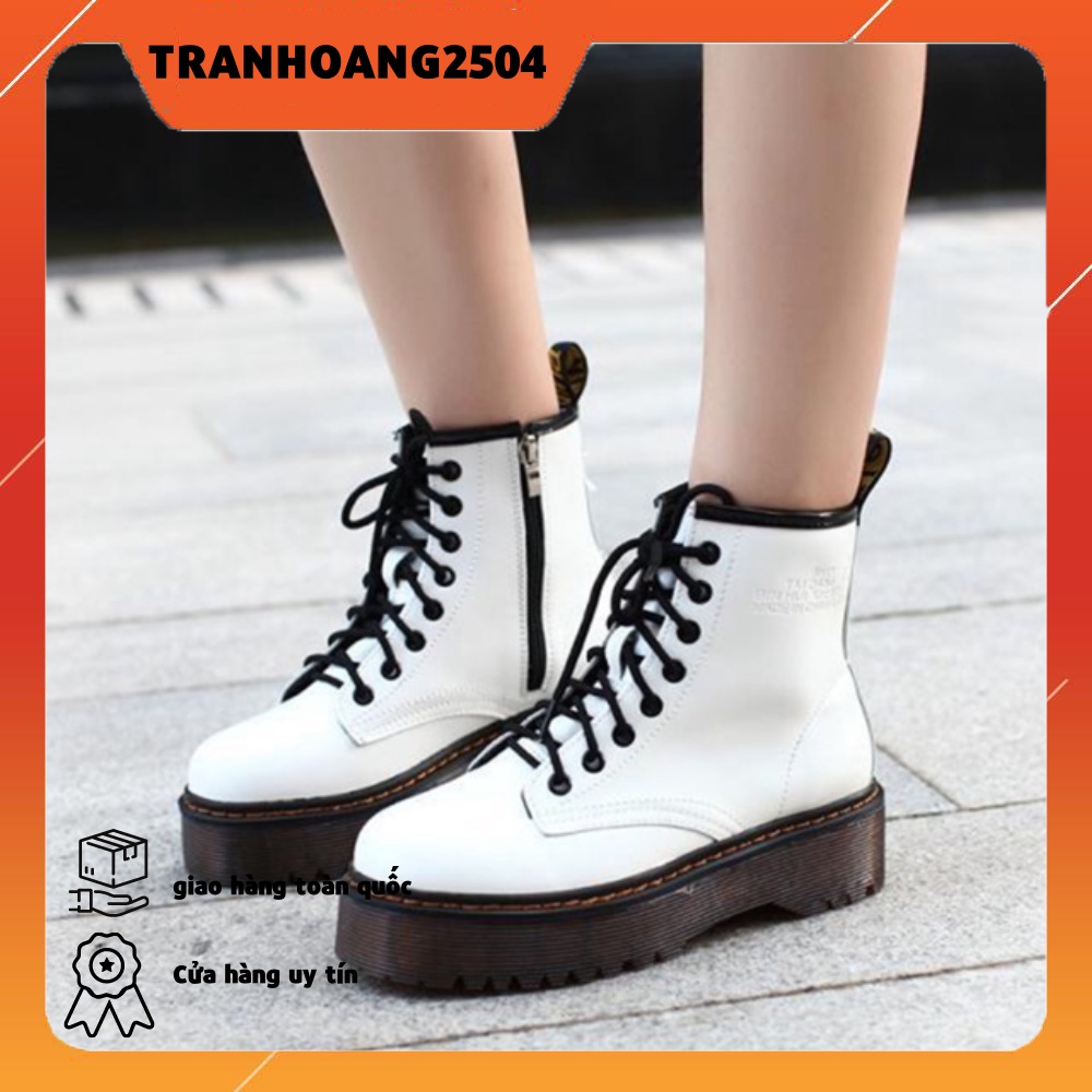 [ SẴN ĐEN] Giày Basic Boot Ulzzang DR Cao Cấp đế 5p sườn khoá zip CÓ DẬP CHỮ Ở CỔ