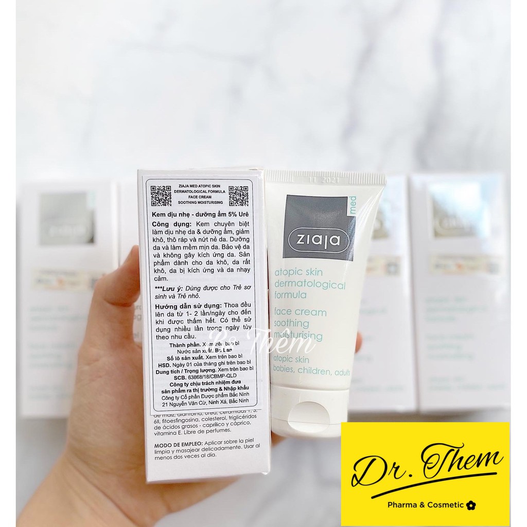 ✅[CHÍNH HÃNG] Ziaja Med Kem Dịu Nhẹ Dưỡng  Ẩm 5% Urê, Ziaja Med Atopic Skin Dermatological Formula Atopy Ure - Dr Thêm