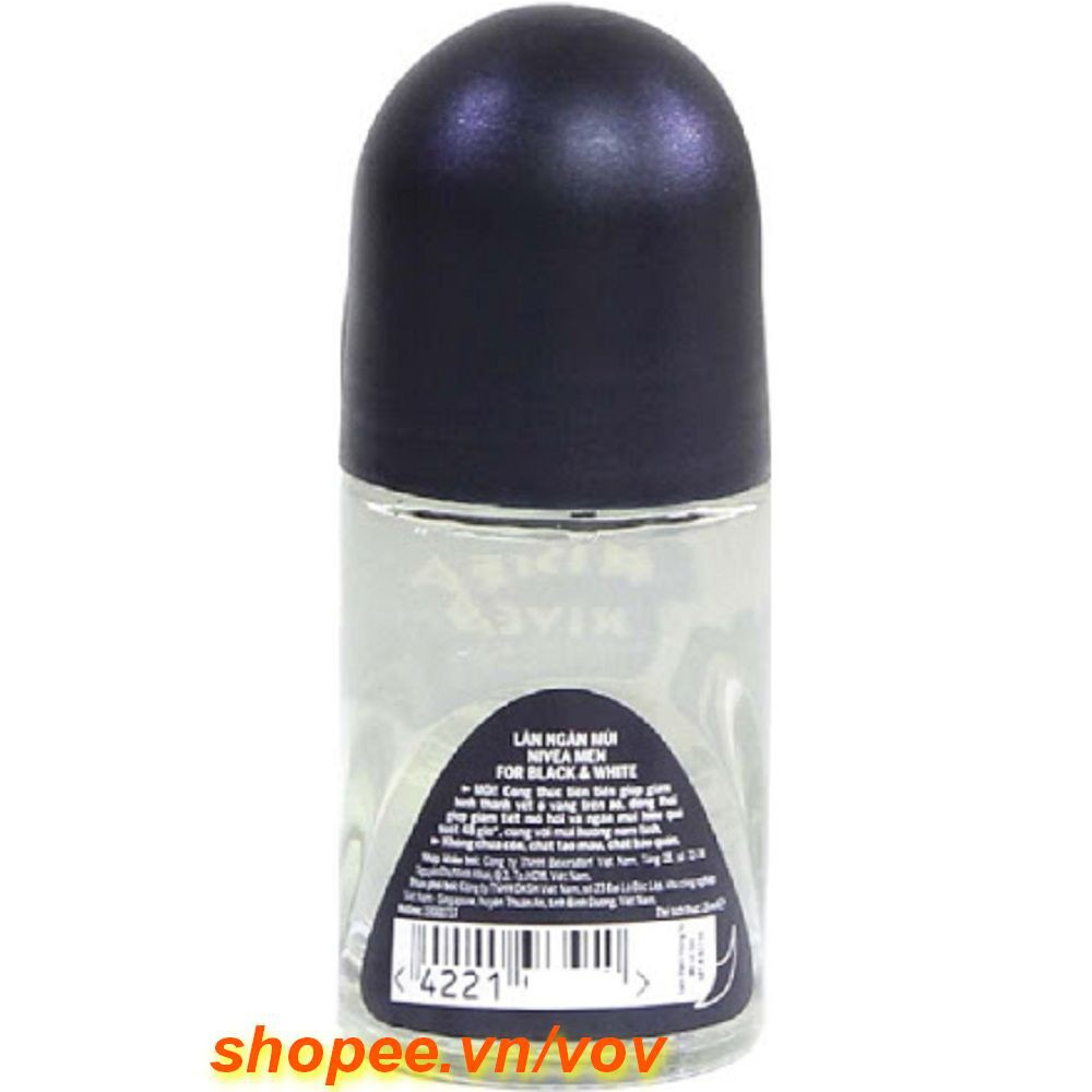 Lăn Khử Mùi Nivea Nam 25ml Ngăn Vệt Ố Vàng Áo Black And White Chính Hãng.
