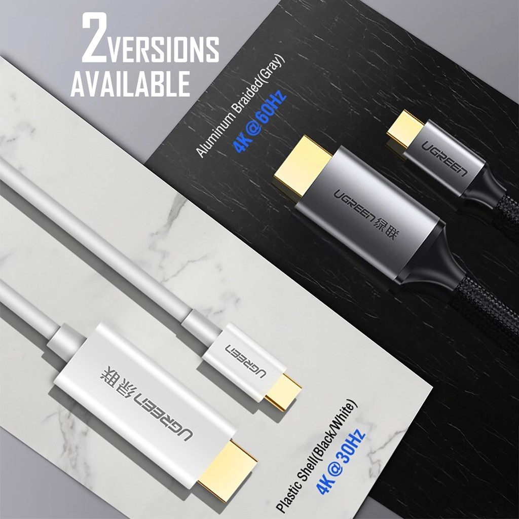 Cáp chuyển USB Type-C sang HDMI Ugreen 50570 Hỗ trợ 4K60Hz Đầu bọc nhôm dài 1.5m- Hàng Chính hãng
