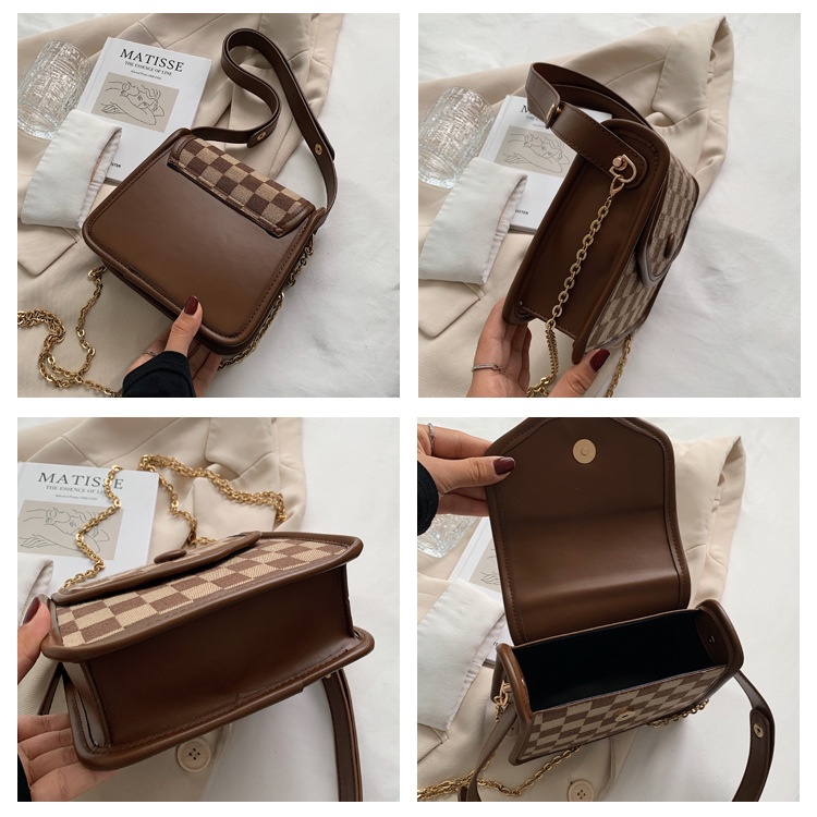 Túi xách nữ đẹp đeo chéo kẹp nách MUNGA chất liệu da cao cấp họa tiết caro thời trang công sở đi làm đi chơi TMG10